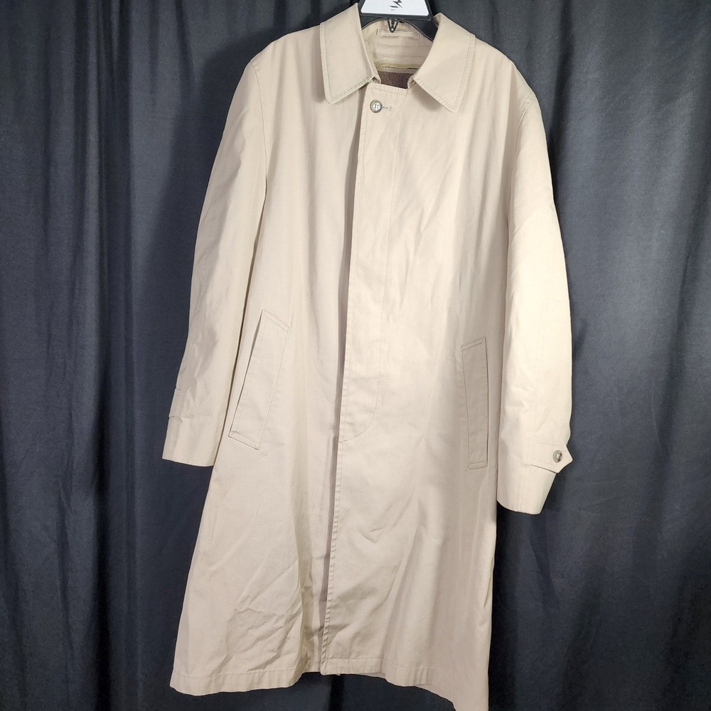 Gleneagles Men's Tan Classic Trench Coat Overcoat 38R Weatherproof Professional